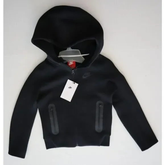 Nike Sportswear FD3285-010 Kids' Sz XS Black Tech Fleece Full Zip Hoodie - Picture 7 of 8